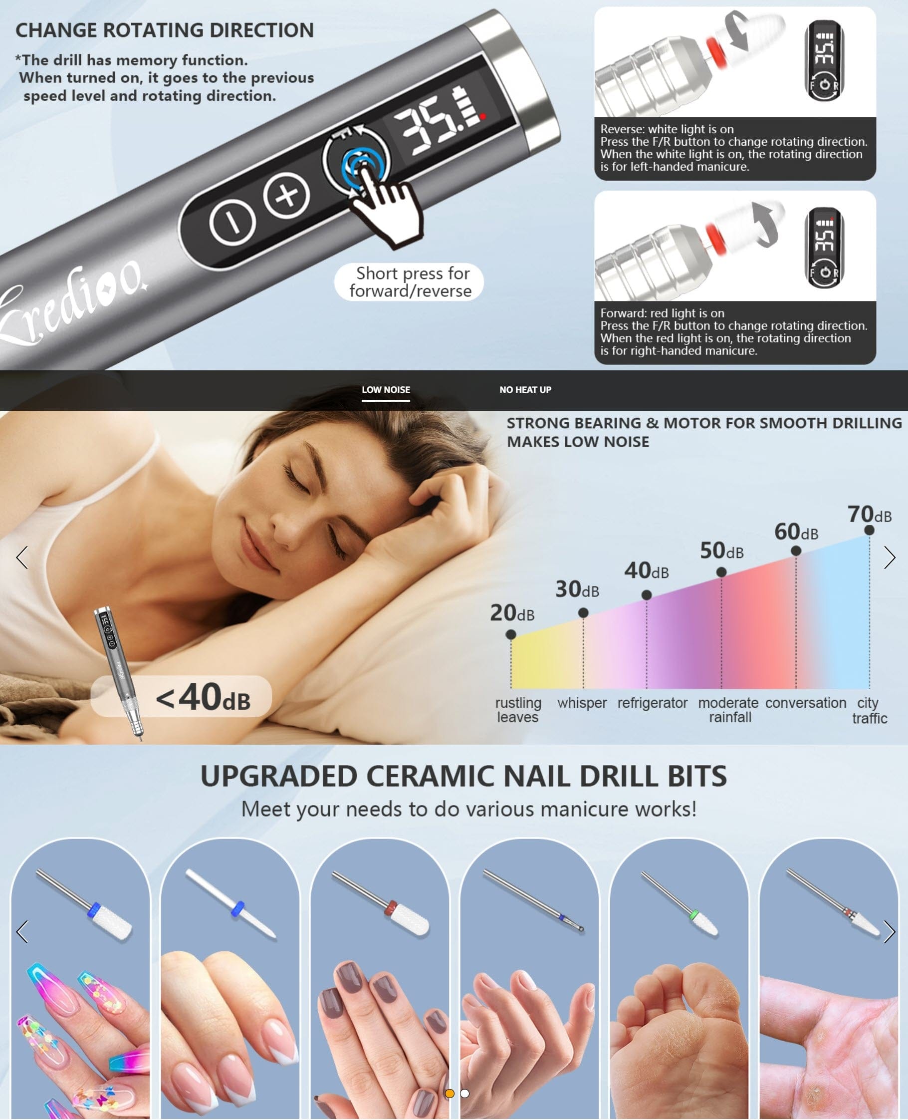 Kredioo Kredioo Portable Toenail Drill (incl 6 Bits)  - Blister Prevention